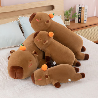Đệm gối cho phụ nữ ngủ ngang hình capybara ôm chân màu cam, gối dài cho giường