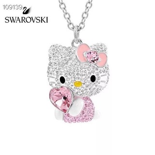Hàng giao ngay, dây chuyền trái tim dễ thương HELLO KITTY với các chi tiết pha lê Swarovski, mặt dây chuyền mèo KT hồng Schwarzkopf! Quà tặng đầu tiên cho bạn gái dễ thương