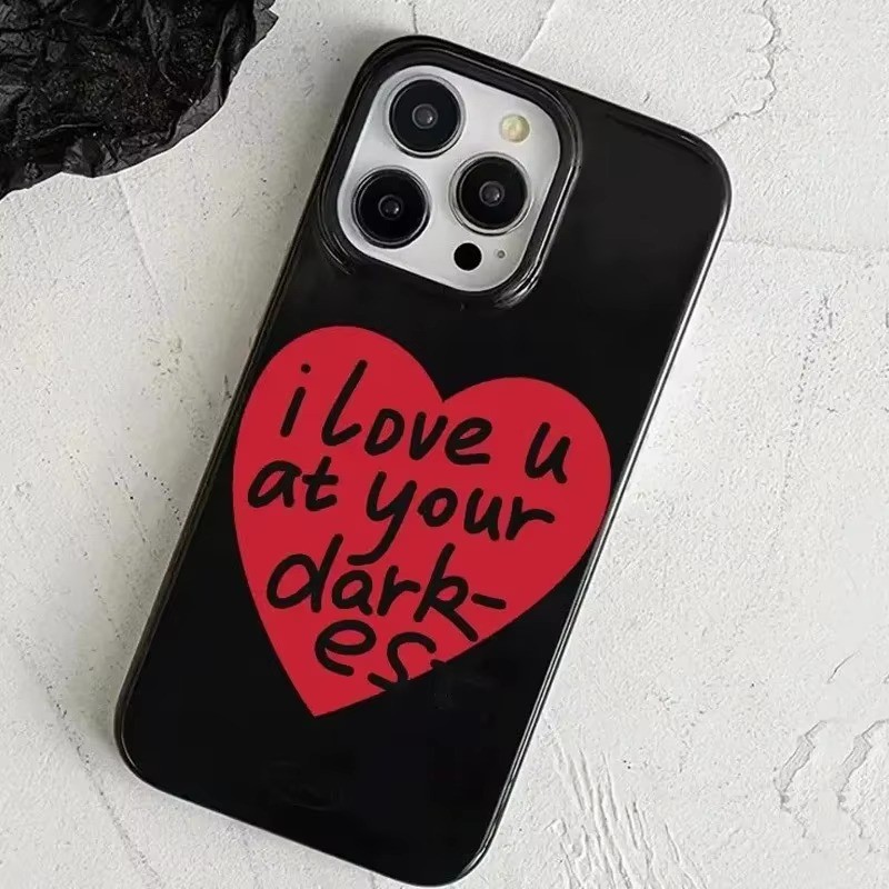 Ốp điện thoại in hình trái tim lớn vẽ tay màu đỏ cho iPhone 16 15 14 13 12 11 Pro Max X XS XR 16E 7 8 Plus SE2020 Vỏ mềm chống sốc