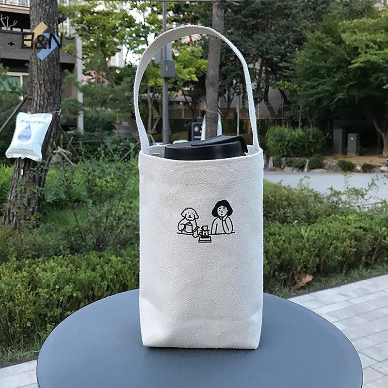 Túi Tote di động B & N Giá đỡ chai nước Cà phê Trà sữa Túi vải lưu trữ sinh thái Túi xách nhỏ Túi đựng rượu vang đỏ.