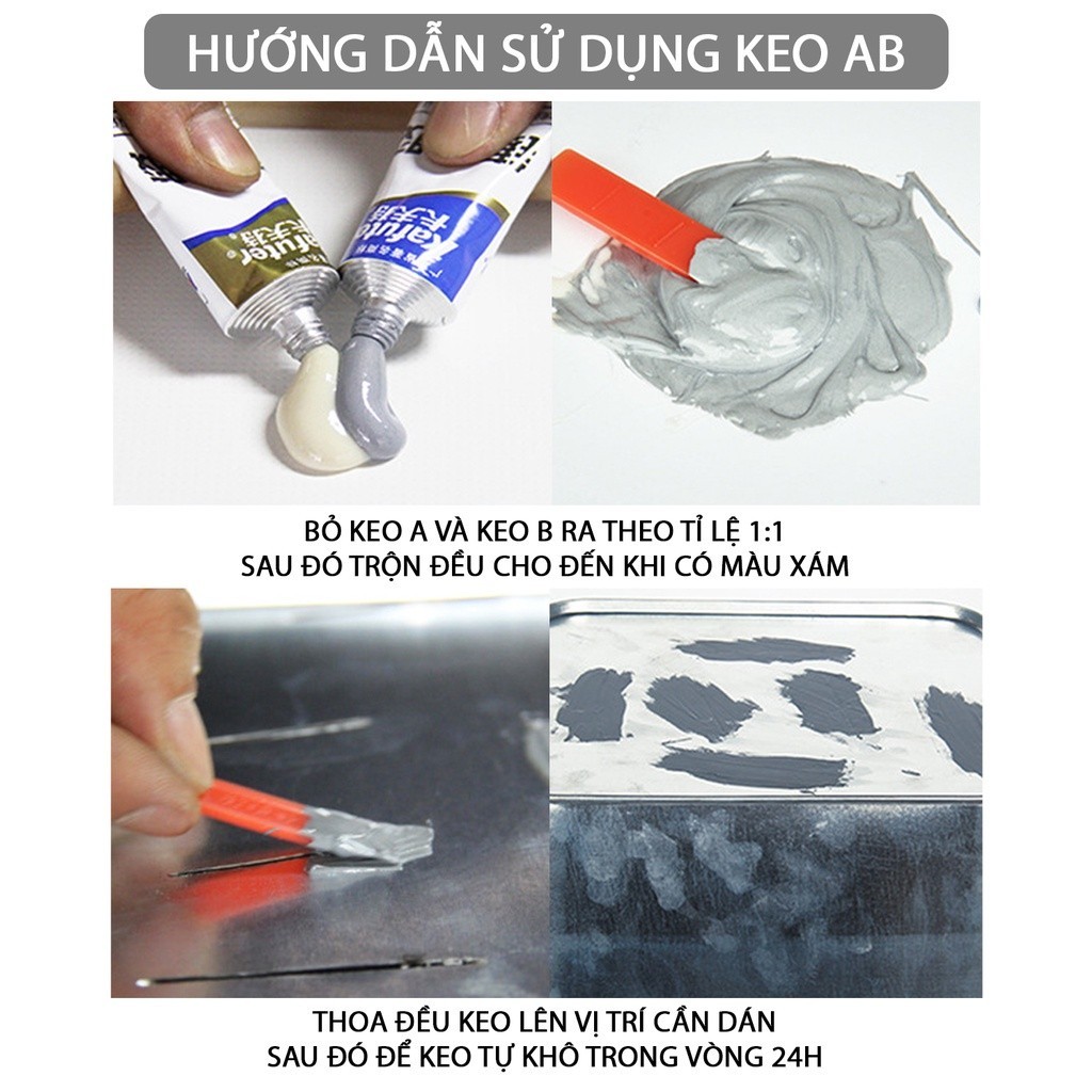 Keo Dán Sắt AB Chịu Nhiệt 100Gr Keo Vá Vết Nứt, Thủng Kim Loại Siêu Chắc - FE123