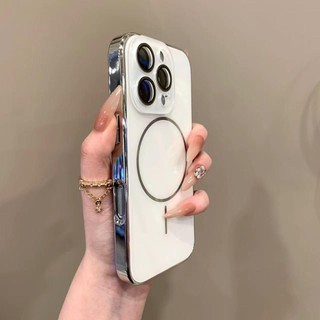 Ốp điện thoại hút từ tính pha lê mạ điện mới cho iPhone16 15 14 13 12 11 Pro Max bảo vệ camera chống sốc Vỏ lưng mềm chống rơi