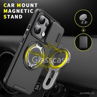 Ốp lưng cho Redmi Note 14 1 4 pro plus 14pro 14pro+ 14proplus Note14 Note14pro, camera đẩy, bảo vệ chống sốc, vòng bảo vệ, vỏ điện thoại, giá đỡ kim loại, vỏ cứng
