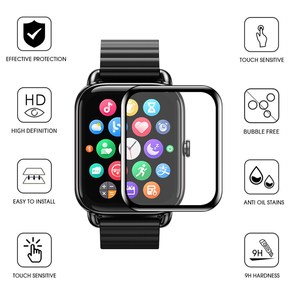 Phim kính cường lực 400D full cover HD cạnh đen chống trầy xước cho Haylou Watch 2 Pro R8 Solar Lite bảo vệ màn hình
