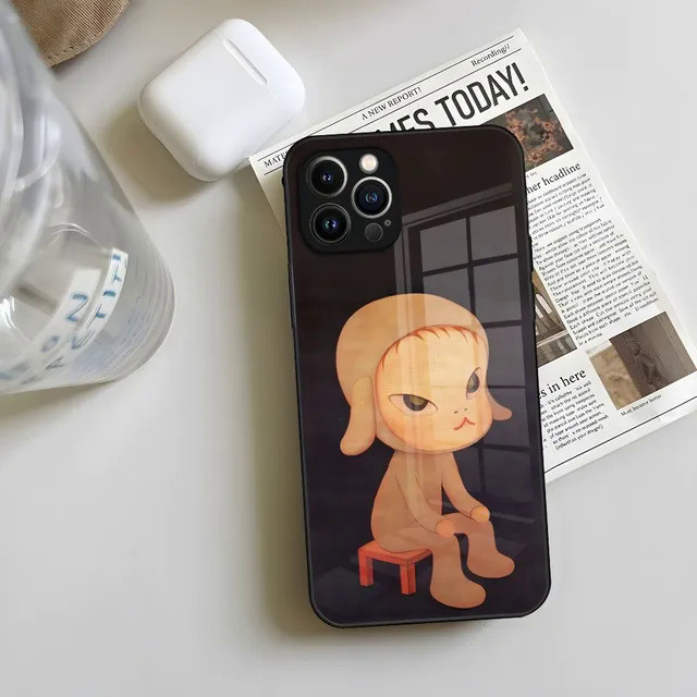 BK-1 Nhật Bản Yoshimoto nara hoạt hình cô gái da cừu Vỏ điện thoại cho Iphone 17,15 14 13 12 Pro Max 11 Mini X Xr Xs 8 Puls kính 0809