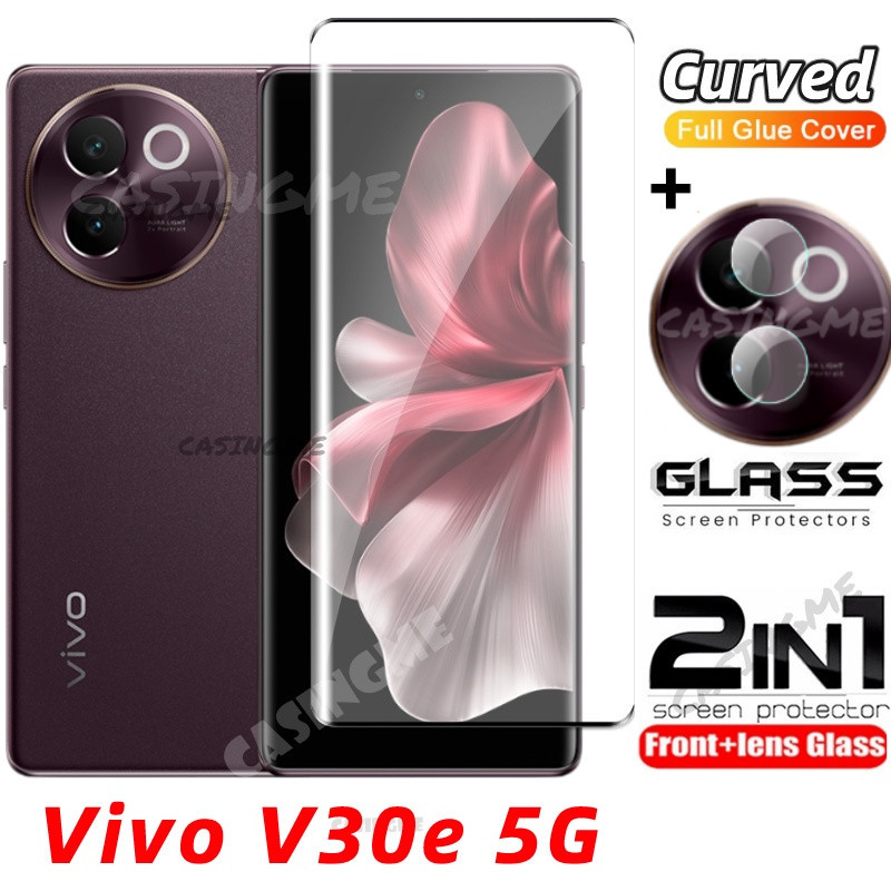 Vivo V30e 5G 2024 Kính Cường Lực Cong Bảo Vệ Màn Hình Cho Vivo V30e V30 E VivoV30e V 30E Pro 5G 2024 Kính Cường Lực Full Cover Mặt Trước Mặt Sau Ống Kính