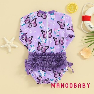 Mg-baby Girl 's Bikini Dài Tay Hoa In Hình Bướm Nơ Bơi Mùa Hè Tắm Đồ Bơi