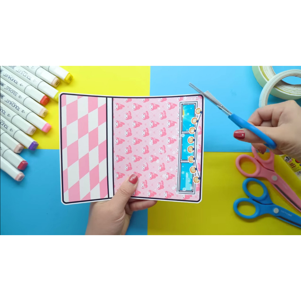 ĐỒ CHƠI NGÔI NHÀ BÚP BÊ GIẤY CẮT THỦ CÔNG DIY - Ngôi nhà của bé My Melody House In Quiet Book.
