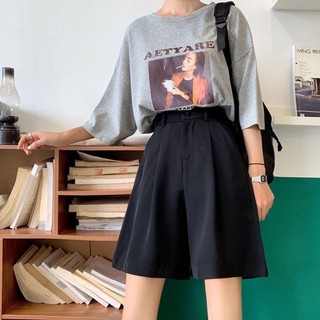 Quần Short Nữ Cạp Cao Quần Short Ống Rộng Dáng Lửng Lưng Chun Ulzzang Siêu Xinh chất tuyết mưa loại đẹp MA279
