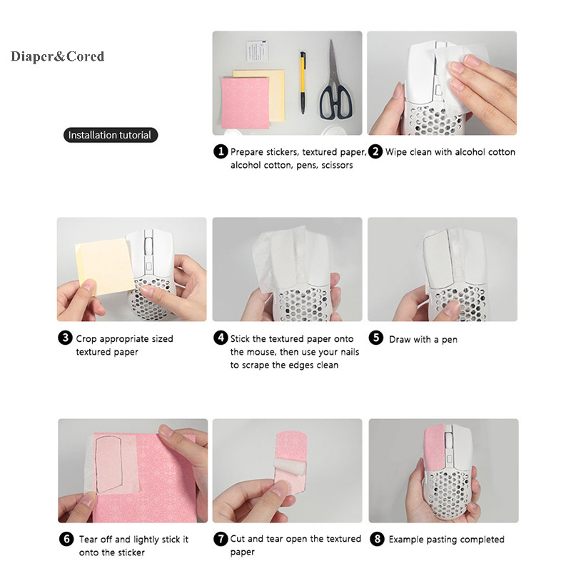 Diaper & CORED 15 * 11cm DIY Chống Trơn Trượt Chơi Game Không Dây Phong Cách Đa Năng Chuột Miếng Dán Chống Mồ Hôi Chuột Grip Tape PC Chống Mài Mòn Máy Tính Để Bàn Laptop YTH