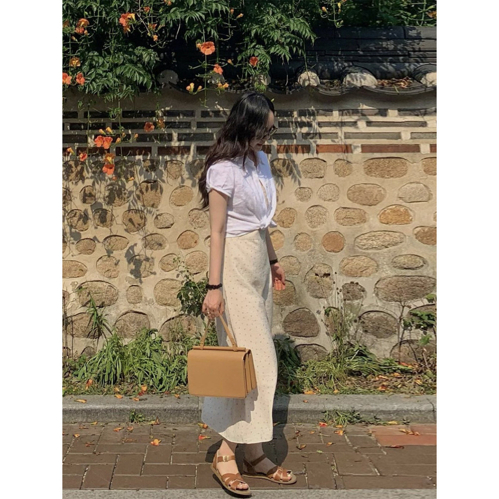 The barnnet Summer Thin Cotton and Linen Top Loose Short Sleeve Cardigan Shirt White Shirt