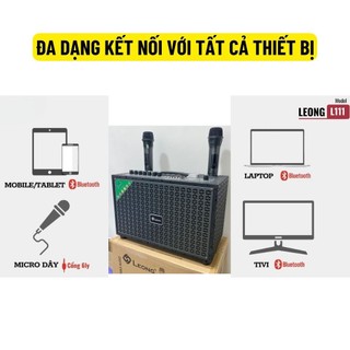 Loa Bluetooth Xách Tay Leong L-111 Sành Điệu, Âm Bass Chuẩn, Chỉnh Bass Treble Trên Micro, Pin Khỏe.
