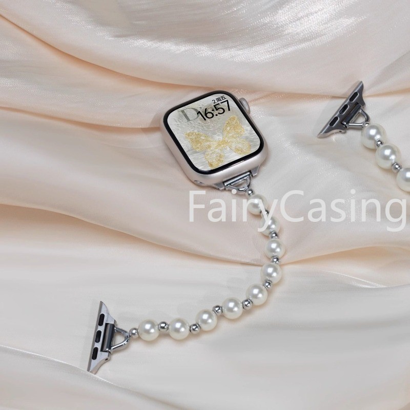 Dây đeo ngọc trai S11 Dây đeo kim cương pha lê cho Apple Ultra 2 49mm Series 9 41mm 42mm 44mm 45mm 38mm 40mm cho iwatch SE New SE 8 7 6 5 4 3 2 1 ban nhạc