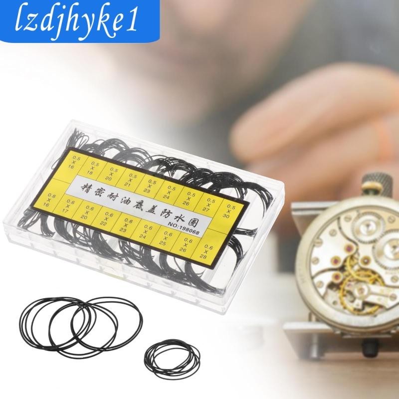 180 Chiếc Đồng Hồ Mặt Sau Gioăng Miếng Đệm Cói Vòng Đệm 18 Kích Cỡ Phụ Kiện Đồng Hồ, Đen