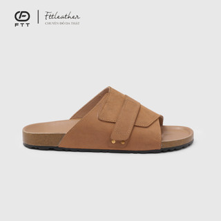 Dép đế trấu quai ngang da bò sáp Fttleather cho nam nữ thời trang unisex thấm hút mồ hôi chân D501
