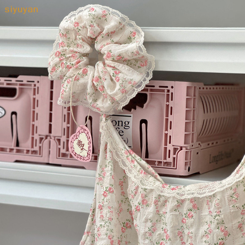 Siyuyan Ngọt Ngào Dễ Thương Nhỏ In Hoa Co Giãn Tóc Dành Cho Nữ Bé Gái Thời Trang Ren Tóc Scrunchies Phụ Kiện Tóc Mũ Dễ Thương VN