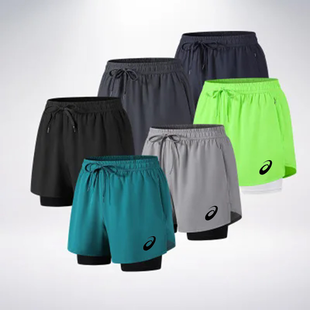 Quần Short Chạy Bộ Mới Nam Thể Thao Marathon Đường Đua Và Trường Nhanh Khô Lót Chạy Giả Hai Miếng Tập Thể Dục