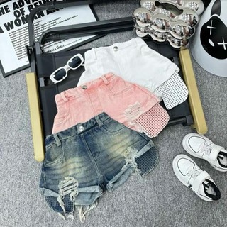 Q12-[BÉ TRÒN BỤNG TĂNG SIZE] Quần Short Jean bé gái cá tính cho bé iu - Size 10-35Kg