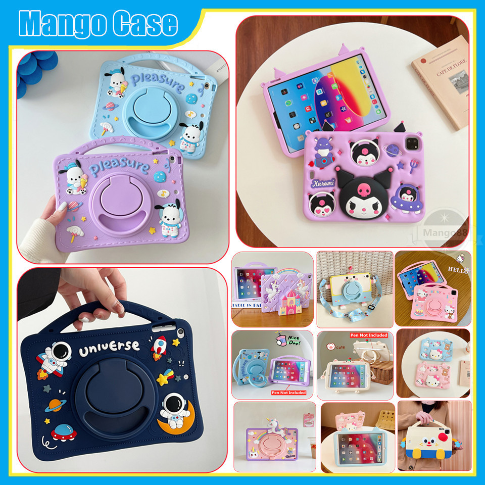 Ốp Lưng Cho iPad 11th (A16) 2025 iPad Air 11 "2024 M2 / 2 360 Xoay Đứng Dây Đeo Keo Mềm Bao Đứng Vỏ Máy Tính Bảng Hoạt Hình Trẻ Em An Toàn Trẻ Em Bảo Vệ Chống Sốc An Toàn Cầm Tay