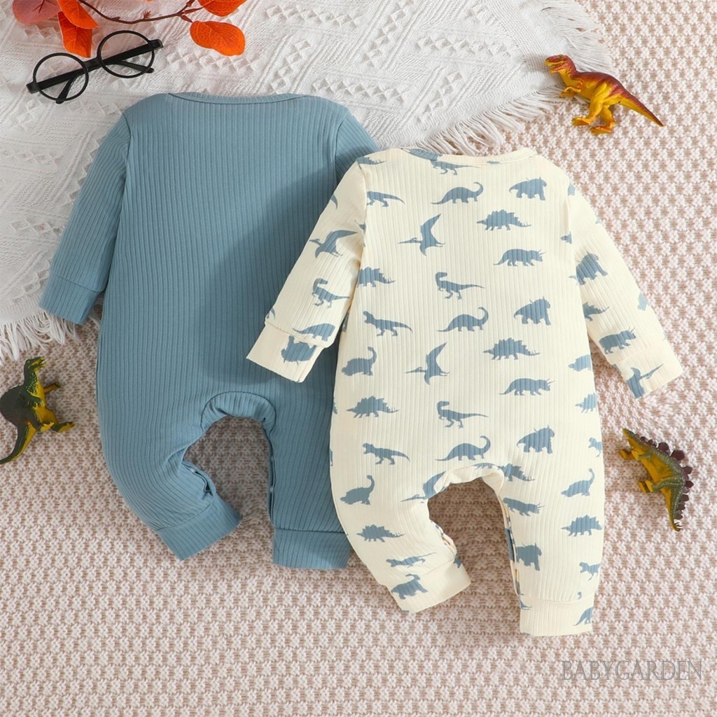 Baga-2 Chiếc Bé Trai Jumpsuit Dài Tay In Hình Khủng Long Thường Ngày Thu Đông Sơ Sinh Áo Liền Quần Quần Quần Áo