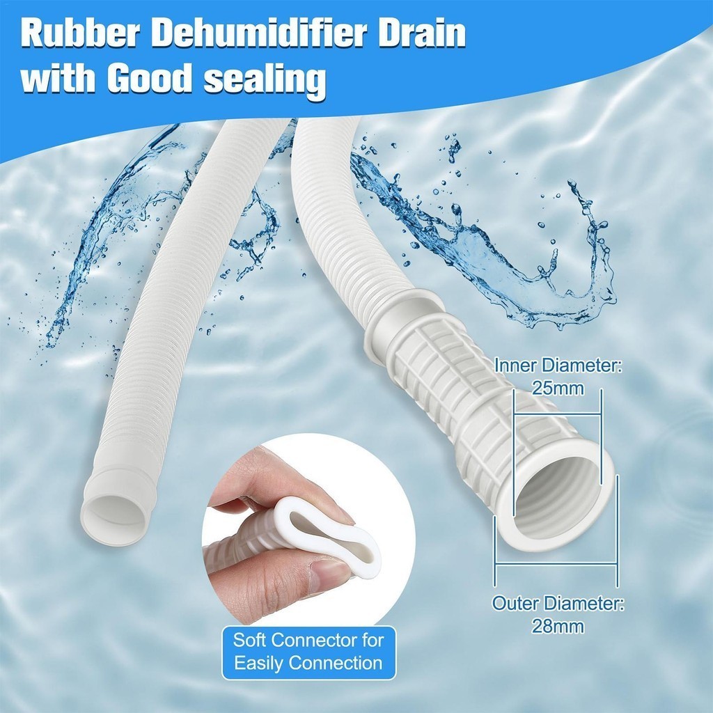 Ống thoát nước máy hút ẩm 9.8 / 13 Feet Ống AC có thể cắt Bộ chuyển đổi cao su Kết nối kẹp Máy hút ẩm Ống thay thế shopidaevn