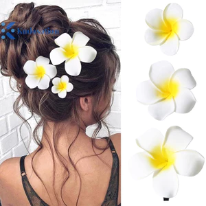 Kudosation Plumeria Hoa Kẹp Tóc Cho Nữ Cô Gái Kẹp Tóc Trứng Hoa Ngọt Bên Kẹp Tóc Barrettes Hawaii Đảng Phụ Kiện Tóc