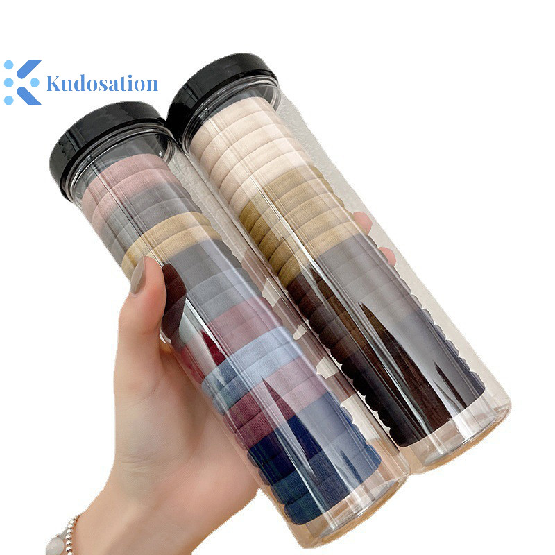 Kudosation 20 Cái / hộp Đóng Hộp Khăn Vòng Đàn Hồi Cao Liền Mạch Đơn Giản Màu Sắc Chắc Chắn Vòng Tóc Đuôi Ngựa Giá Đỡ Dây Tóc Phụ Kiện Tóc
