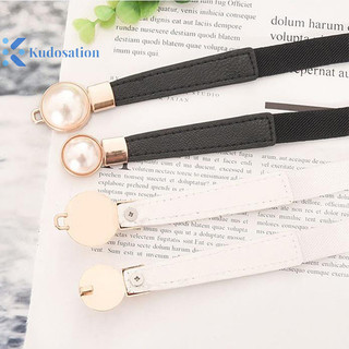 Kudosation Ngọc Trai Khóa Thắt Lưng Da Đầm Váy Eo Co Giãn Mỏng Nữ Thắt Lưng Nữ Thắt Lưng Phụ Kiện