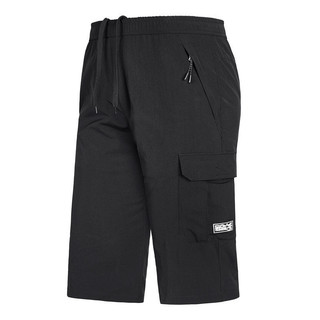 45-120kg PLUS Size Nam Thoáng Khí Đen Ngắn Size Lớn 3 / 4 Quần Crop Rời Thẳng