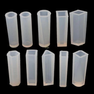 Flgo 10x Bộ Khuôn Nhựa Pha Lê Silicone Cube Kim Tự Tháp Khối Vuông Mặt Dây Khuôn