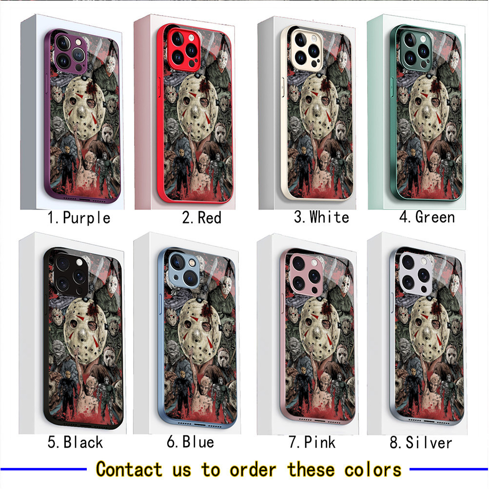 Freddy krueger Jason Voorhees Friday the 13th chucky Kính Cường Lực Ốp Lưng Điện Thoại IPhone 15 14 13 12 11 Pro XS Max Plus Mini X XR 8 7 6s SE2 / 3 Vỏ Sơn Kim Loại