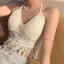 Pealike Nữ Móc Đan Tua Rua Bralette Đi Biển Ngày Lễ Cổ Áo Ngực Bikini Crop