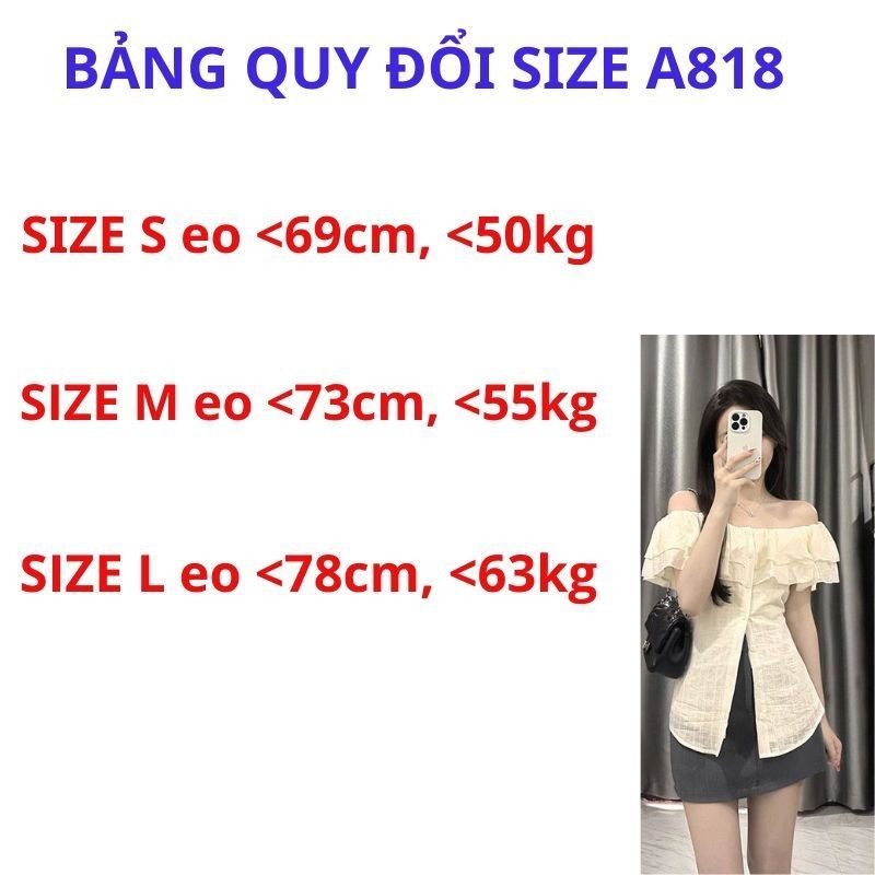 áo trễ vai phối bèo tay ngắn,áo sơ mi kiểu nữ bánh bèo thiết kế trễ vai chất đũi gân A818 SUTANO