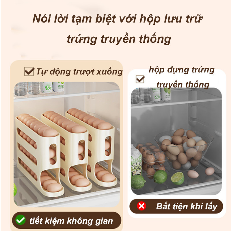 Trượt Trứng Hộp Bảo Quản，Bảo quản tủ lạnh，hộp đựng trứng trượt，Giá Đỡ Cán Tự Động Hộp Đựng Trứng,khay trứng tủ lạnh