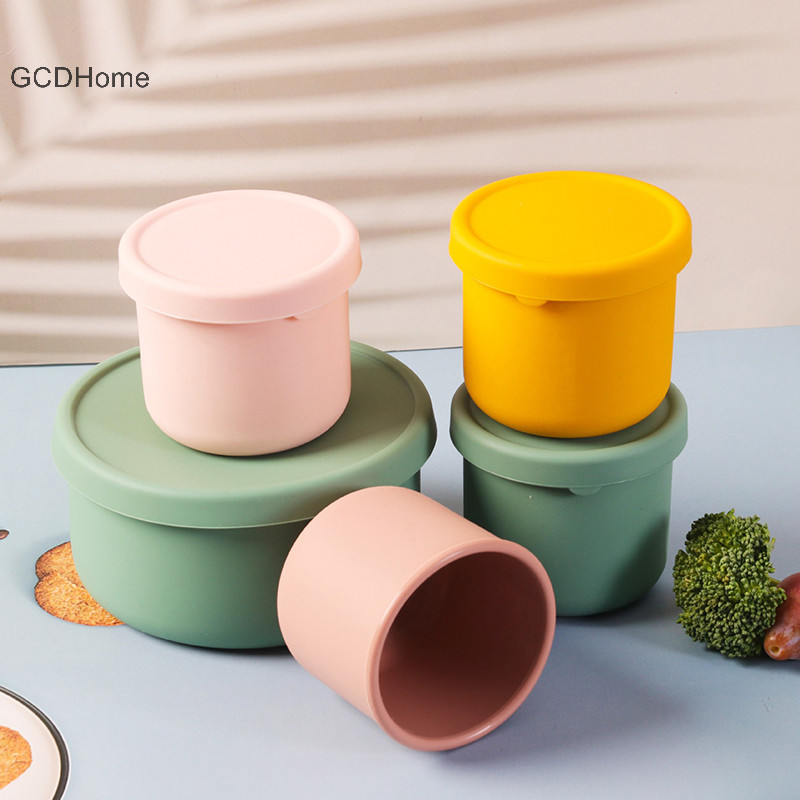 Gcdhome 250ML Hộp Cơm Trưa Trẻ Em Salad Hộp Cơm Trưa Không Silicon Có Nắp Hộp Bento Có Thể Tái Sử Dụng Khuôn Làm Đá Nóng