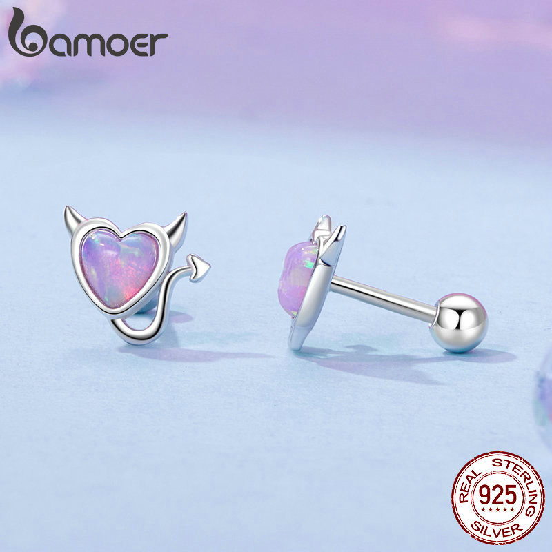Bamoer 925 Sterling Sliver Studs Bông Tai Opal Quỷ Trang Sức Quà Tặng Cho Nữ