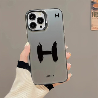 Ốp Điện Thoại Chữ H Thích Hợp Cho Điện Thoại Apple 15promax Mờ Cao Cấp Sáng Tạo 14pro Đơn Giản 13 Ốp Điện Thoại Chống Sốc X