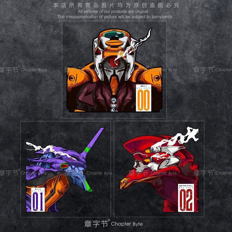 Nhãn dán phản quang chống nước Warrior No. 1 Trang Trí Máy Sáng Tạo Khung Xe Thế Kỷ Mới EVA Evangelion Miếng Dán Xe Ngoài Trời Miếng Dán