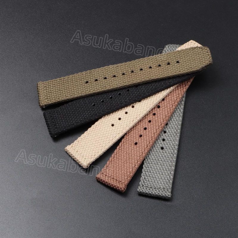 Dây đeo đồng hồ Nylon mềm 20mm 22mm Vải tự nhiên bằng sợi lanh Dây đeo đồng hồ phát hành nhanh Dây đeo đồng hồ đeo tay nam nữ Dệt dệt đen Xanh lam Vòng tay Kaki