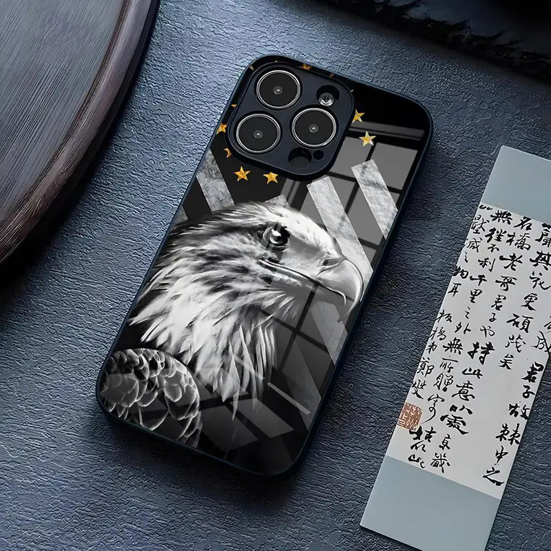 BK-1 Mỹ Cờ Đại Bàng Ốp Lưng Điện Thoại IPhone 13 Pro Max 14 16 Plus 12 Mini 11 17.35 X XR XS 8 7 Plus SE Kính Cường Lực