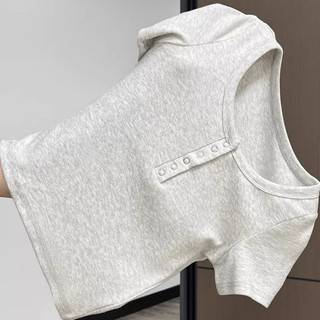 Áo Croptop Khuy Bấm Dáng Babytee Ôm Cổ Tròn Tay Ngắn