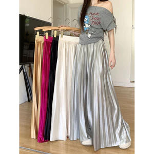 SUXI Tính khí mùa xuân Thiết kế nhẹ nhàng Drape Váy dài nữ cạp cao 250228