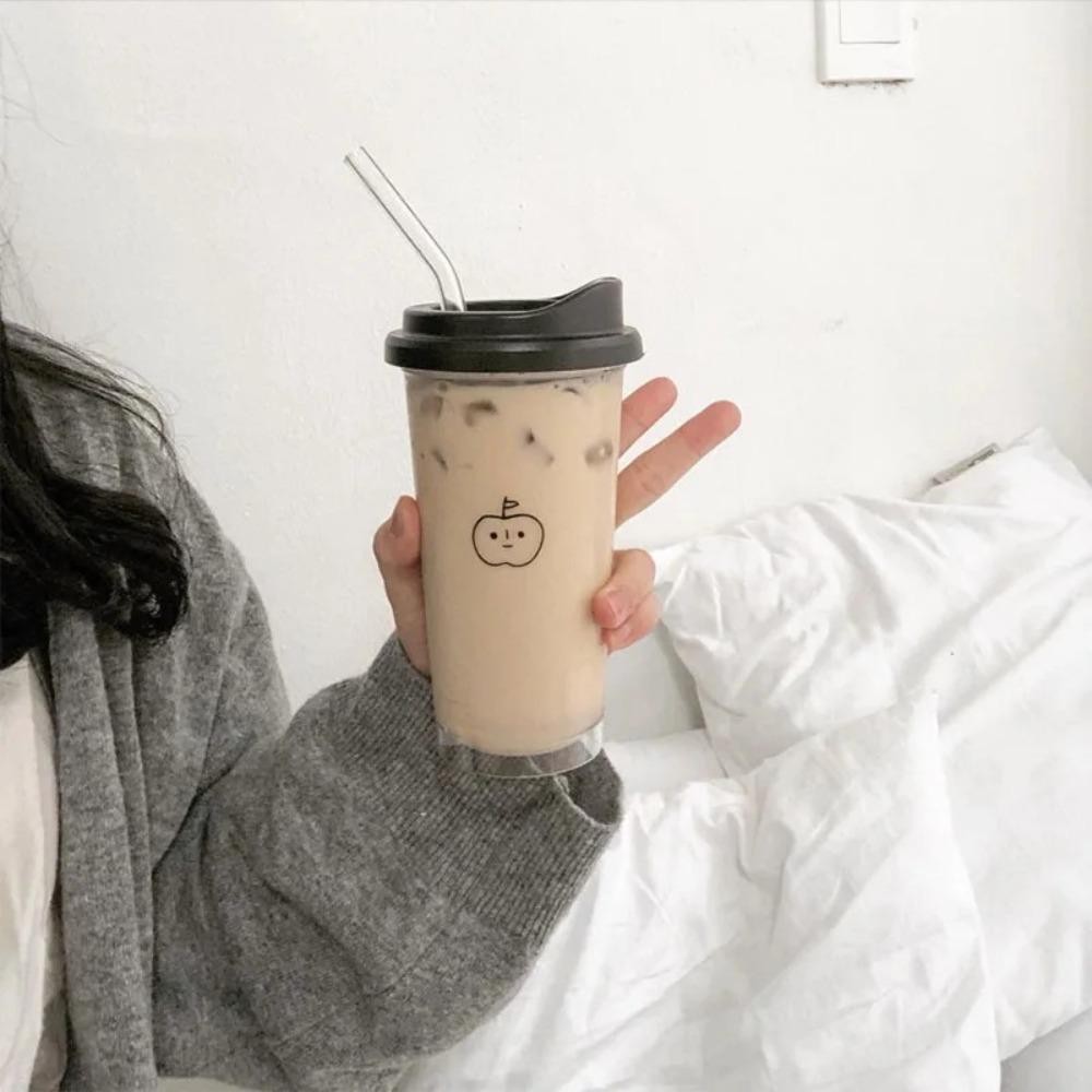 Cốc Nước SAIA, Chai Nước Trong Suốt Chống Rò Rỉ, Kawaii 355ml / 473ml Bình Uống Không Chứa BPA Cho Nước ép Trà Sữa Cà Phê