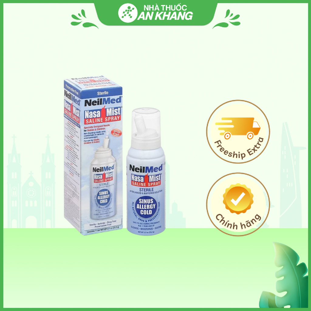 Dung dịch xịt mũi NeilMed NasaMist Saline Spray giữ ẩm mũi chai 75ml