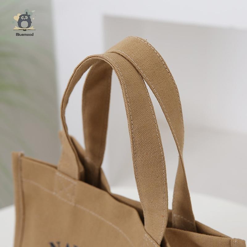 [Bluemood] Túi đựng đồ ăn trưa bằng vải Canvas Cổ điển Hộp cơm trưa Túi xách đa chức năng Mới