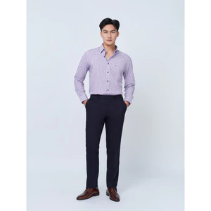 Sơ mi dài tay vạt tròn VIETTIEN vải sợi hoa hồng phom REGULAR VT00000337