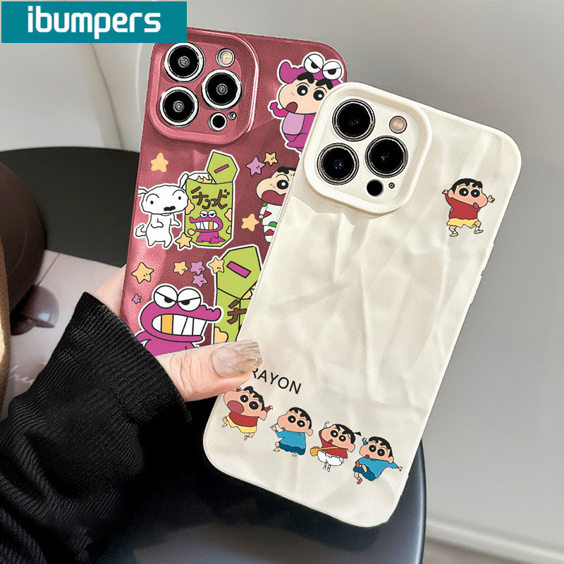 ibumpers Ốp Lưng IPhone Họa Tiết Crayon Shin-chan Dễ Thương Đơn Giản Cho IPhone 16 15 14 12 13 11 Pro Max IP 7 8 Plus X XS XR Ốp Điện Thoại Silicon Mềm Chống Sốc