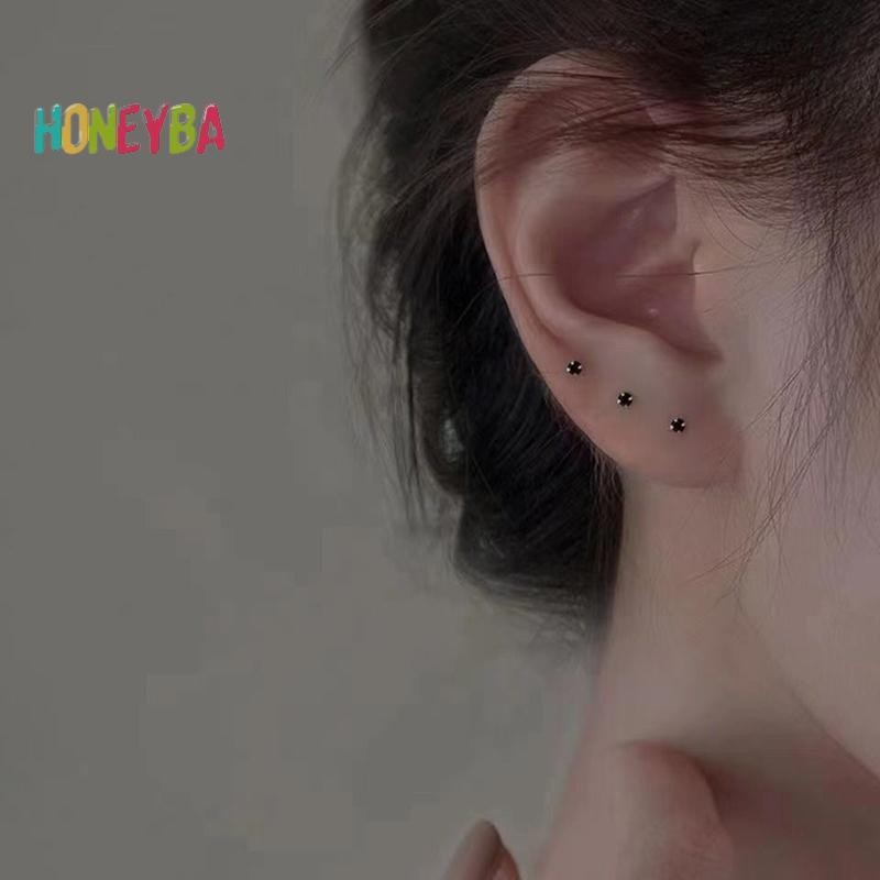 < Honeyba > 1 Đôi Bông Tai Zircon Hợp Thời Trang Cho Nữ Bé Gái Hình Học Hàng Ngày Bông Tai Nhỏ Xương Tai Móng Tay Phụ Kiện Trang Sức