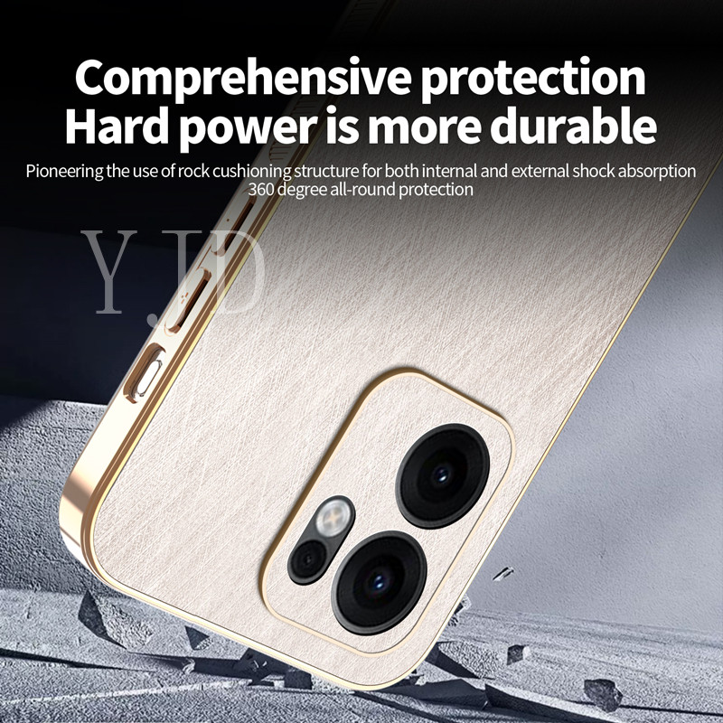 Ốp Lưng Cho OPPO Reno13F Gold Silk Skin TPU Khung Mạ Điện Chống Rơi Vỏ Điện Thoại