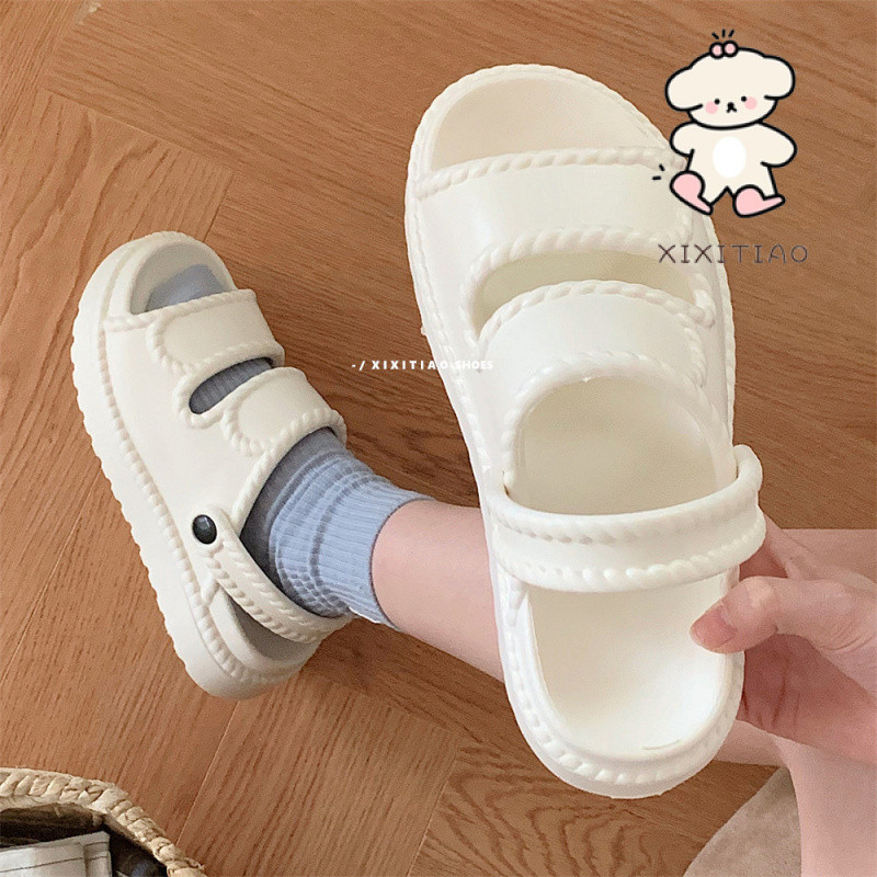 Xixitiao Dép Dép Ngoài Trời Đi Biển Nữ Độc Đáo Thời Trang Mùa Hè Màu Trơn
